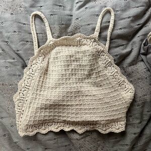 Zara Crochet Beige Crop Top